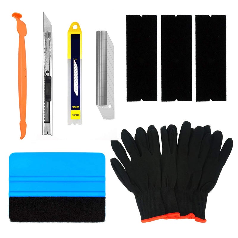 CARTINTS Complete Vehicle Vinyl Wrap Tools Kit Window Tint Tools Kit for Car Wraps with Yellow Micro Squeegee for Corner Full Wrapping, Felt Squeegee, Film Knife, Vinyl Wrap Gloves - Image 1